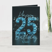 Elegante Chic Sapphire Blue en Black 25e verjaarda Kaart (Voorkant)