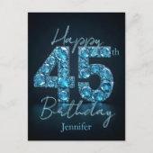 Elegante Chic Sapphire Blue en Black 45e verjaarda Briefkaart (Voorkant)