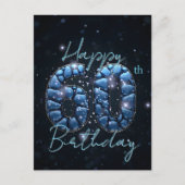 Elegante Chic Sapphire Blue en Black 60e verjaarda Briefkaart (Voorkant)