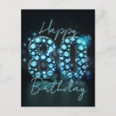 Elegante Chic Sapphire Blue en Black 80ste verjaar Briefkaart (Voorkant)