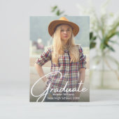 elegante chic script 2 foto afstudeerfeest kaart (Staand voorkant)