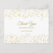 Elegante Chic Script Bedankt Goud Stof Confetti Briefkaart (Voorkant)