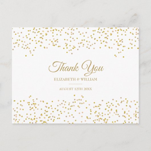 Elegante Chic Script Bedankt Goud Stof Confetti Briefkaart (Voorkant)