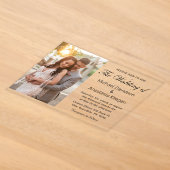Elegante Chic Script Foto Huwelijk Transparant Acryl Uitnodigingen (Laagn)
