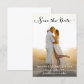 elegante chic script foto trouwkaart save the date (Voorkant / Achterkant)