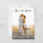 elegante chic script foto trouwkaart save the date (Voorkant)