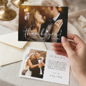 Elegante Chic Script Liefde Hart Trouwfoto Bedankkaart