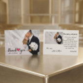 Elegante Chic Script Liefde Hart Trouwfoto Bedankkaart