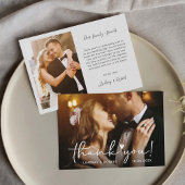 Elegante Chic Script Liefde Hart Trouwfoto Bedankkaart