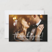Elegante Chic Script Liefde Hart Trouwfoto Bedankkaart (Voorkant)