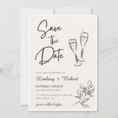 Elegante Chic Script Liefde Hart Trouwfoto Bedankt Save The Date (Voorkant)