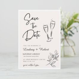 Elegante Chic Script Liefde Hart Trouwfoto Bedankt Save The Date
