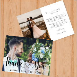 Elegante Chic Script Love Heart Bedankkaart Kaart