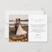 Elegante Chic Script Love Heart Bedankkaart Kaart (Achterkant)