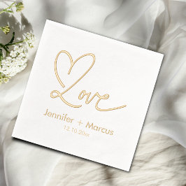 Elegante Chic Script Love Heart Bruiloft Folie Servetten