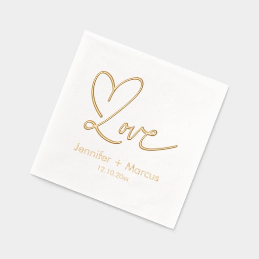 Elegante Chic Script Love Heart Bruiloft Folie Servetten (Links)