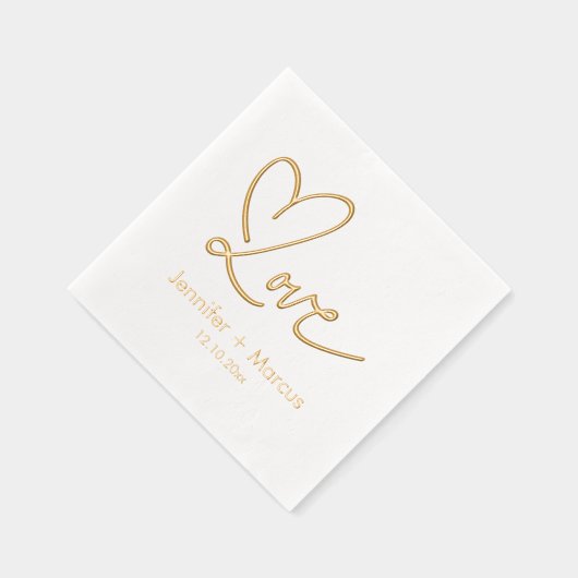 Elegante Chic Script Love Heart Bruiloft Folie Servetten (Rechts)