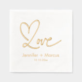 Elegante Chic Script Love Heart Bruiloft Folie Servetten (Voorkant)