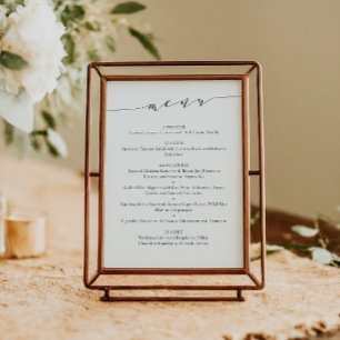 Elegante Chic Script Trouwmenu Sjabloon in Wit Menu