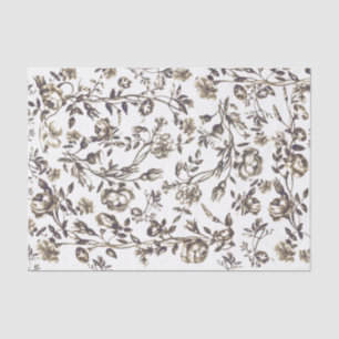 Elegante Chic Sepia Beige Bloemen Tissuepapier