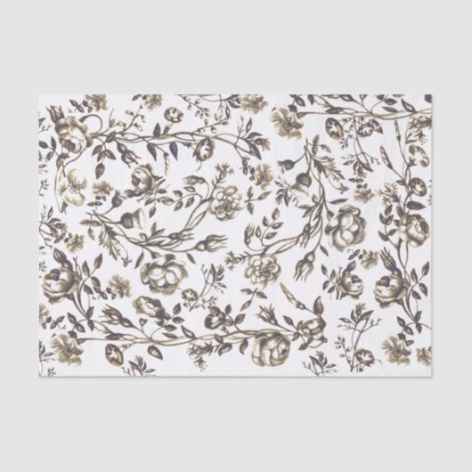 Elegante Chic Sepia Beige Bloemen Tissuepapier (Voorkant)