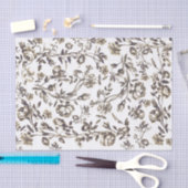Elegante Chic Sepia Beige Bloemen Tissuepapier (Craft)