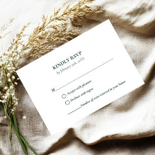 Elegante & Chic Smaragdgroene groene trouw-RSVP Ca RSVP Kaartje