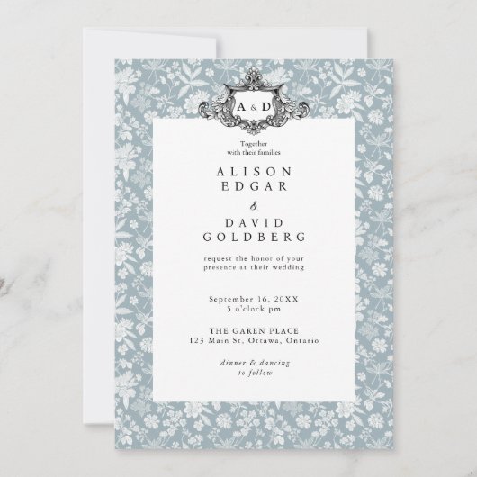 Elegante Chic Soft Indigo DIY Custom Photo Wedding Kaart (Voorkant)