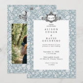 Elegante Chic Soft Indigo DIY Custom Photo Wedding Kaart (Voorkant / Achterkant)