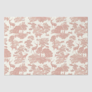 Elegante Chic Soft Pink Toile Deer Woodland Tissuepapier