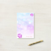 Elegante Chic  Stijlvol Meisjesachtig ,Bokeh ,Roze Post-it® Notes (Op bureau)