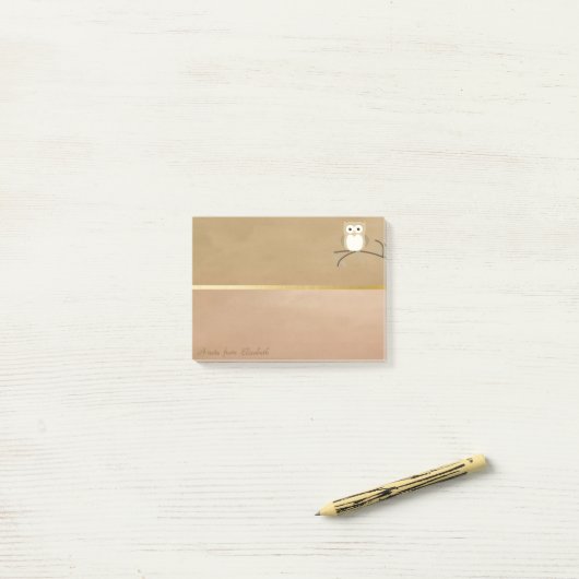 Elegante Chic Stijlvolle Uil-Personalized Post-it® Notes (Op bureau)