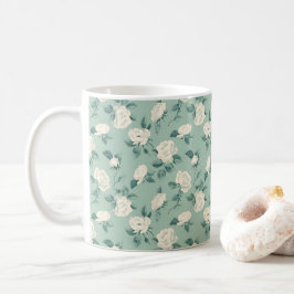 Elegante chic  stijlvolle vintage witte rozen koffiemok