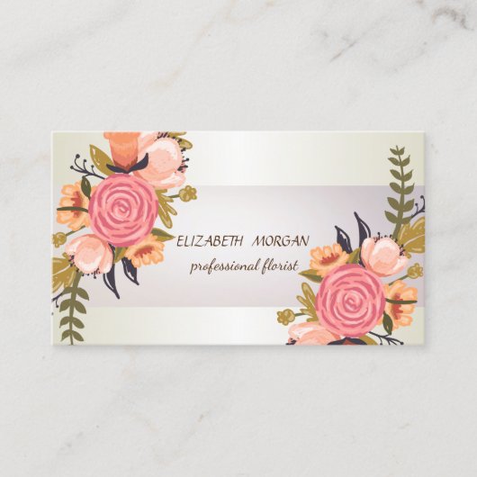 Elegante Chic Streep , Bloemmotief Visitekaartje (Voorkant)