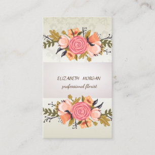 Elegante Chic Strepen, Kant, Bloemen Visitekaartje