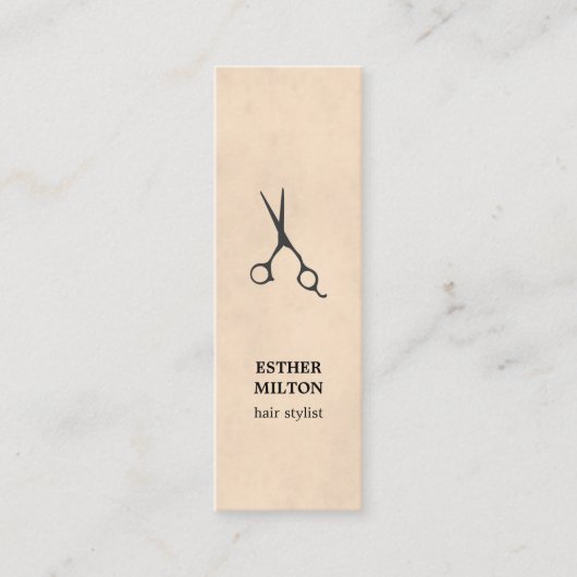 Elegante Chic Textuur Grijze Schaar Hair Stylist Mini Visitekaartje (Voorkant)