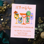 Elegante Chic tropische cocktail drink 50ste verja Kaart