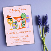 Elegante Chic tropische cocktail drink 70ste verja Kaart