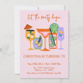 Elegante Chic tropische cocktail drink 70ste verja Kaart (Voorkant)