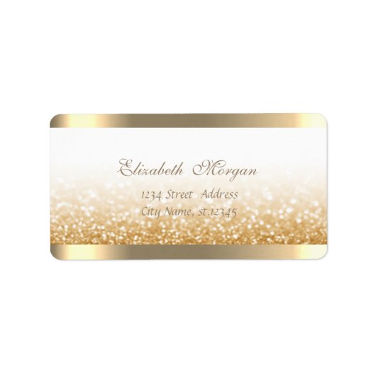 Elegante chic Verfijnd,Gestreept,Glitterende Boke Etiket (Voorkant)