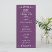 Elegante Chic Violet Wedding Menu Rack Kaart (Staand voorkant)