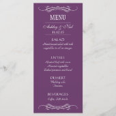 Elegante Chic Violet Wedding Menu Rack Kaart (Voorkant)
