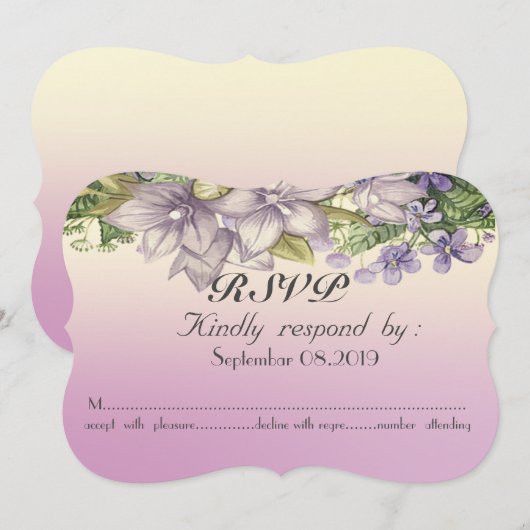 Elegante chic watercolor bloemen RSVP Kaart (Voorkant / Achterkant)