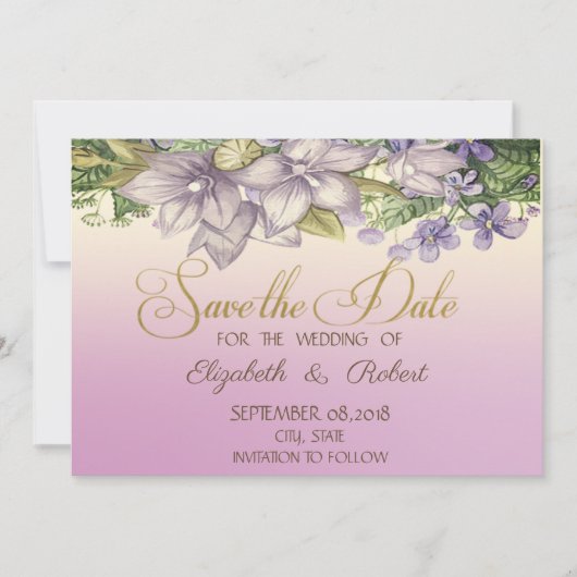 Elegante Chic Waterverf Bloemen Bewaar De Datum Save The Date (Voorkant)