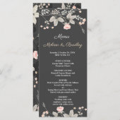 Elegante chic waterverf Bloemen Huwelijksmenu Programmakaart (Voorkant / Achterkant)