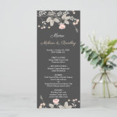 Elegante chic waterverf Bloemen Huwelijksmenu Programmakaart (Staand voorkant)