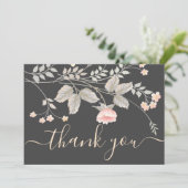 Elegante chic waterverf bloemige bedankkaart kaart (Staand voorkant)