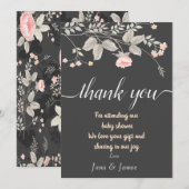 Elegante chic waterverf bloemige bedankkaart kaart (Voorkant / Achterkant)