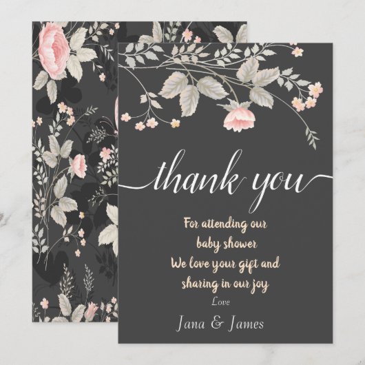 Elegante chic waterverf bloemige bedankkaart kaart (Voorkant / Achterkant)