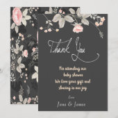 Elegante chic waterverf bloemige dankkaart kaart (Voorkant / Achterkant)